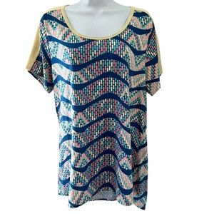 Lularoe Short Sleeve Classic Multicolor Geometric Tee Shirt Size XL
